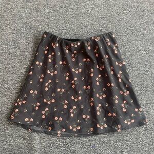 Hollister Black A-Line Pink Floral Spring Casual Flowy Minimalist Mini Skirt